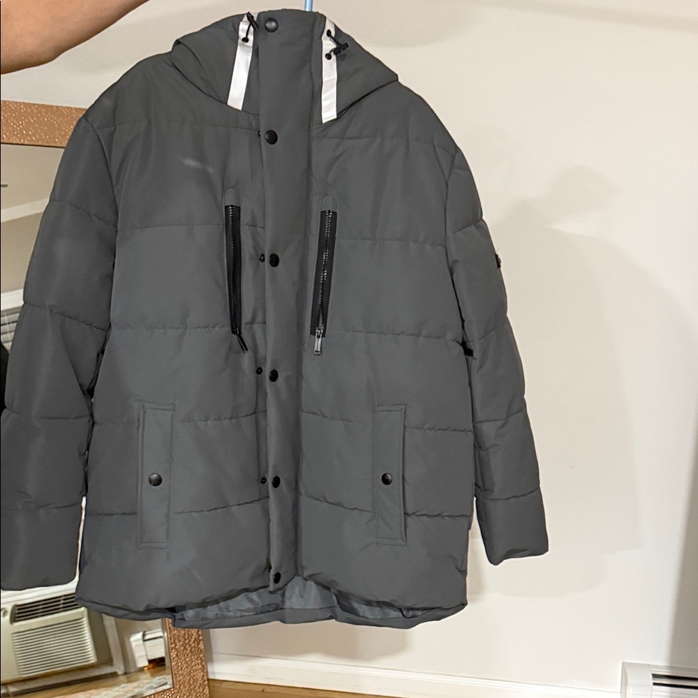 Michael Kors Charcoal Hooded Puffer Jacket